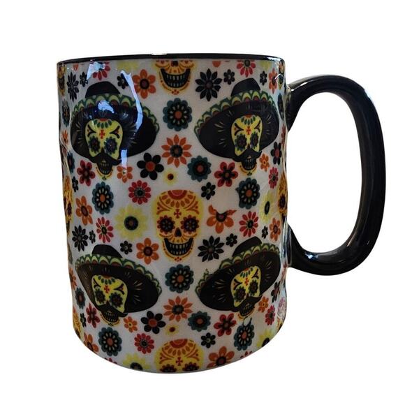 10 Strawberry Street Sugar Skull Day of the Dead Bella Coffee Mug Ceramic 14oz - Picture 2 of 8